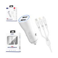 ZUZG 3in1 Dual USB Combo Smart Car Charger Set (Lightning/Micro/Type C)