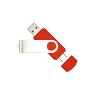 360 Rotation Data Traveler USB and Type C - 128 GB (Red)