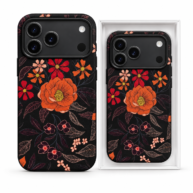 Velvet Flower Pattern Case Black - iPhone 17 Pro
