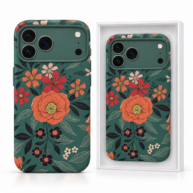 Velvet Flower Pattern Case Dark Green - iPhone 17 Pro