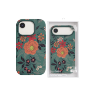 Velvet Flower Pattern Case Dark Green - iPhone 17 Pro