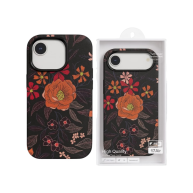 Velvet Flower Pattern Case Black - iPhone 17 Pro