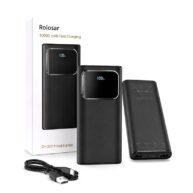 Rolosar Ultra Slim 10000mAh Power Bank Fast Charging and LED Display Black