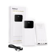 Rolosar Ultra Slim 10000mAh Power Bank Fast Charging and LED Display White