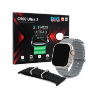 C900 Ultra 3 Rugged Smartwatch Large 2.19 Display with Extra Sport Band Grey