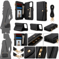 Cross Body Detachable Wallet Case Black - iPhone 17 Pro /18 Pro