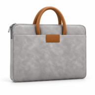 Leather Laptop Bag Grey - 14.1/15 Inch